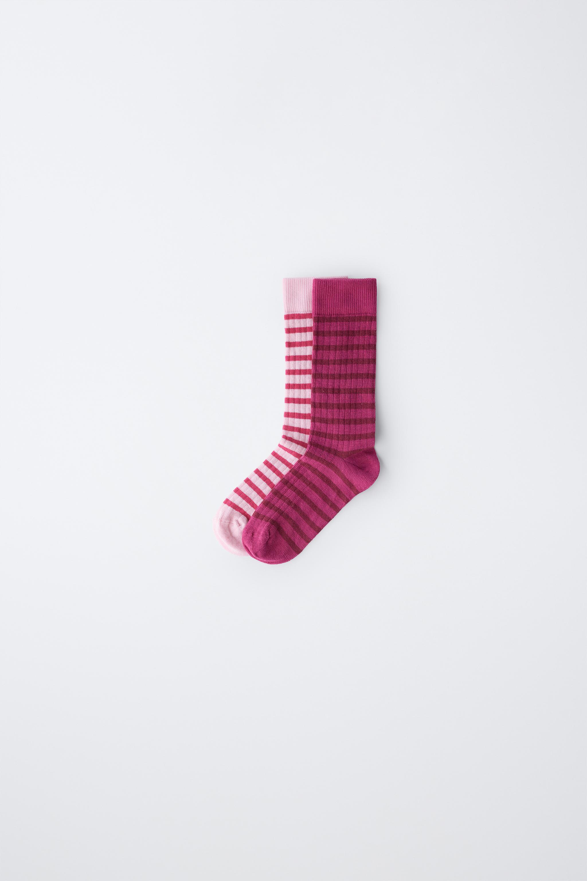 LOT DE DEUX PAIRES CHAUSSETTES MONTANTES À RAYURES